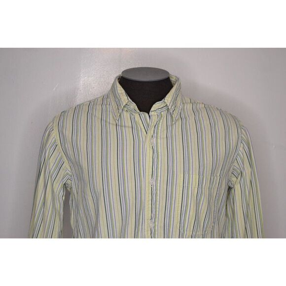 BKE Men's Large Contour Fit Yellow Striped Long Sleeve Button Down Shirt - Picture 2 of 11